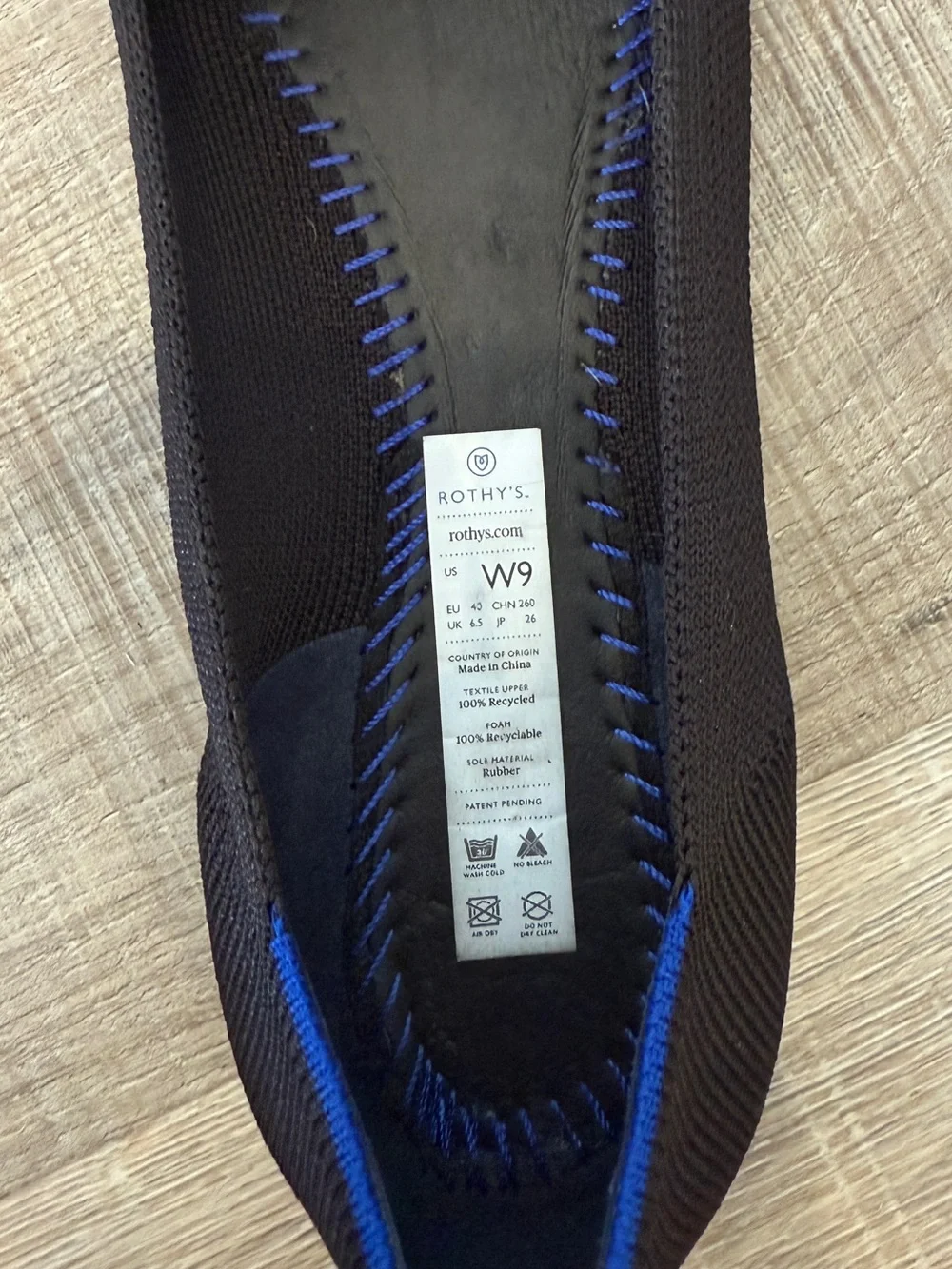 Rothy's The Point Flats Women's Size 9 Black Blue Pointed Toe
